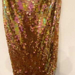 By Anthropologie Midi Sequin Skirt Iridescent Brown Gold